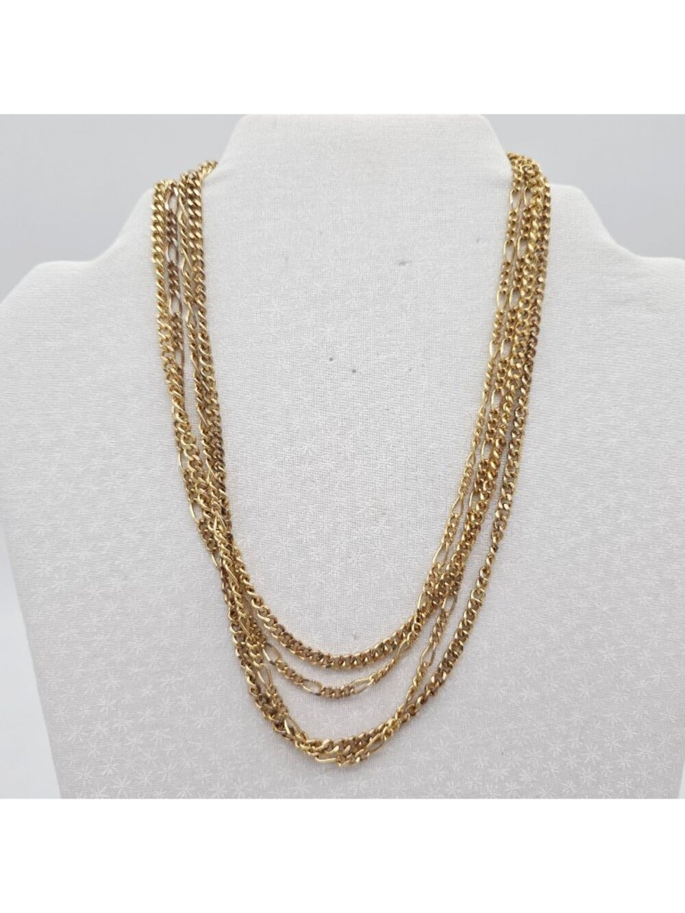 Two Strand Gold-Tone Chain Necklace Lobster Clasp Closure 32"
